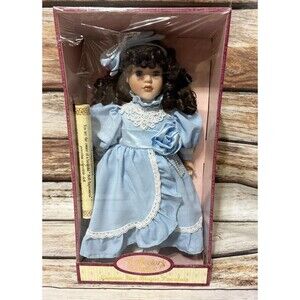 Collector's Choice Dan Dee Brown Hair Blue Dress Victorian Porcelain Doll New